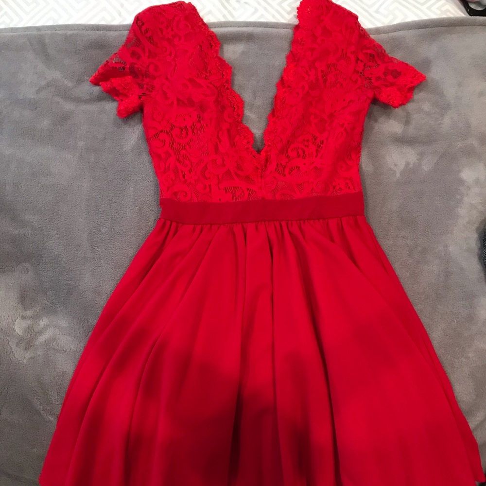 Red lace dress
